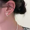 Brincos de Argola com Laço Estilo Chanel, Argolas Prateadas com Agulha de Prata e Zircônia, Tendência de Luxo Leve, Acessórios de Orelha Exquisitos e Modernos para Mulheres, Versáteis