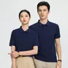 Camiseta de Manga Corta de Algodón Hilo de Hielo Verano Color Sólido Cuello Polo Ropa de Trabajo Corporativa Superior Delgado Casual Camisa Polo Hecho a Medida