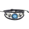 Pulseira de doze constelações joias liga de vidro quente europeia e americana entre fronteiras multicamadas tecida couro luminoso azul céu estrelado