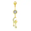 Anillo para el ombligo de moda transfronteriza europea y americana, luna, hoja, corazón, con incrustaciones de diamantes, joyería para perforaciones de ombligo, en stock, venta al por mayor