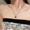 Ins Collar con Puntada de Amor Negro Diseño Femenino Broche Personalizado Moda Retro Cadena para Suéter Todo Fósforo Cadena para Clavícula