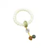 Pulseira Anel Corrido Ruyi de Jade Branco Bodhi Estilo Igual de Xiangji Anel Único Raiz de Bodhi Envolvida no Dedo Suave Estilo Nacional Pulseira de Mão Venda por Atacado