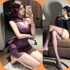 Pijama Sexy, Deseo Puro, Camisón de Malla Transparente con Encaje y Tirantes, Lencería Sexy, Talla Grande con Abertura, No Necesitas Quitarte el Uniforme