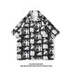 Nova Camisa Floral de Verão Lapela Havaiana Fina de Manga Curta Floral para Homens e Mulheres Retro Estilo Hong Kong Praia Camisa Floral