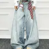 Calça Jeans Wide Leg Azul Gelo para Mulheres, Verão Cintura Média Emagrecedora Versátil High-End Solta de Perna Reta Comprimento Total para Homens
