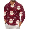 Camisa de botones estampada de nuevo estilo transfronteriza, polo casual de manga larga con estampado digital para hombre