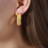 Cross-border novo estilo leve luxo temperamento de alta qualidade Brincos embutidos em diamante C- em forma de titânio aço banhado a ouro 18K Brincos não desbotados joias femininas
