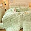 Juego de Cama de Cuatro Piezas de Terciopelo de Leche con Pelo de Conejo Color Puro Nuevo Otoño e Invierno Forro Polar Doble Cara Terciopelo Coral Sábanas Funda de Edredón