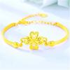Pulsera de flor creativa de moda chapada en oro duro 3D pulsera de hierba de hoja de cuatro piezas regalo del Día de San Valentín pulsera de hierba de la suerte amor