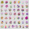 50 lindas pegatinas de grafiti de flores para taza de agua, pegatinas decorativas impermeables para teléfono móvil, pegatinas creativas de flores para cuentas de mano, venta al por mayor