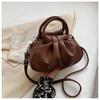 Bolsa Feminina Transfronteiriça da Amazon Estilo Coreano Portátil Versátil Retro Cor Sólida Bolsa Plissada Nuvem Bolsa de Braço Ombro Transversal