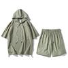Conjunto de camiseta de seda de hielo de secado rápido para hombre, pantalones cortos holgados de manga corta de marca de moda de verano, traje deportivo de baloncesto para correr, conjunto de dos piezas