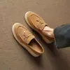 Mocasines Marrones Estilo Old Money para Mujer, Nuevos Zapatos de Otoño 2026, Zapatos de Mujer con Plataforma para Aumentar la Altura, Zapatos de Pescador sin Cordones