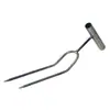 Pá-garfo de Mão com Dois Dentes para Jardinagem, Plantio de Vegetais, Cultivo de Flores, Fertilização, Capina e Afrouxamento do Solo; Garfo de Aço para Preparo do Solo