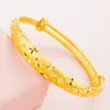 Pulsera Retro Brillante de Empuje y Tirón Chapada en Oro al por Mayor de Fábrica para Mujer, Pulsera de Oro de Arena de Vietnam con Diseño de Cielo Estrellado, Dragón y Fénix