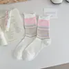 Calcetines de Malla de Verano para Mujer Calcetines Holgados Finos de Media Caña Sin Costuras Color Sólido Blanco Versátiles Calcetines de Algodón de Media Longitud