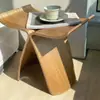 Cadeira Borboleta Madeira Natural Couro Simples Estilo Luxo Leve Avançado Criativo Banqueta Doméstica para Maquiagem Madeira Maciça Banco Pequeno Banco Baixo Banco para Trocar Sapatos