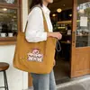 Bolsa Tote Grande Capacidade Estilo Fresco Desenho Animado Bordado 2026 Nova Versátil Casual com Cordão Bolsa de Ombro para Mulheres