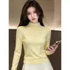 Suéter de punto de cuello redondo medio para mujer, atuendo de otoño e invierno, prenda interior de suéter, se puede usar solo, moderno, top base ajustado para mujer, venta al por mayor