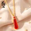 Nuevo colgante de jade multicolor estilo chino con forma de gota de agua, colgante largo vintage esmaltado bañado en oro, cadena versátil para la clavícula para mujer