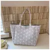 Bolsa de lona tipo tote de lunares, estilo veraniego, fresca y moderna, gran capacidad, adecuada para ir al trabajo, estudiantes y como bolso de mano o bolso de hombro