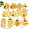 Pingente Antigo de Pedra com Incrustação de Ouro Guanyin Buda Pixiu Pingente de Caractere Verde da Fortuna Colar Pingente Ruyi Ábaco