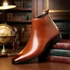 Botines Martin formales de negocios para hombre, punta fina, piel genuina, botines cortos, estilo británico, zapatos de cuero de caña alta, antideslizantes, duraderos, adecuados para ventas transfronterizas
