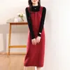 100% Lana Pura Tejido Tirantes Chaleco Falda Mujer Sin Mangas Hasta la Rodilla Otoño e Invierno 2024 Nuevo Versátil Ropa Exterior vestido