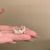 Anillo de Flor Colorida Dopamina para Mujer, Anillo Abierto de Dedo Índice de Gama Alta de Nicho, Anillo Dulce Fresco de Verano
