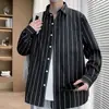 Camisa Masculina de Manga Longa Novo Estilo Coreano Slim Fit Tendência Bonita Versátil Business Casual High-End Camisa Listrada