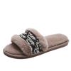 Nuevos Zapatos Planos de Invierno 2025 Estilo Boca de Pez de Una Línea Casual Versátiles Ligeros Cómodos Pantuflas de Algodón Gruesas Forradas de Felpa Cálidas