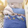 Funda de edredón de vellón de leche para jardín de infantes infantil, pieza única de invierno, con felpa adicional, sábana para cama de niña de franela de coral