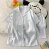 Embalagem de Entidade Algodão Nuvem Verão Novo Estilo Pijama para Mulheres Fino Doce Desenho Animado Manga Curta Calça Curta Conjunto de Roupa para Casa