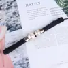 Cinto pequeno elástico preto com pérolas para mulheres, acessórios decorativos para vestido, combina com tudo, cinto feminino