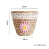 Arreglo de Flores de Paja Cesta de Flores Tejida Cubo de Abrazo de Oso Ramo Floristería DIY Floral Hecho a Mano Cesta de Regalo para Cumpleaños Festividad