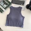 Camisola corta en forma de I para mujer, ropa interior con almohadilla para el pecho, estilo coreano, sin mangas, novedad de verano
