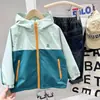 Chaqueta Cortavientos de Doble Capa para Niños Temporada Primavera y Otoño 2026, Chaqueta con Capucha y Cremallera de Bloques de Color para Niños, Factura Especial Disponible