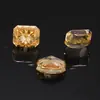 Flor de Gelo Corte Retangular Chanfrado Zircônia Pedra Solta Corte Esmeralda Diamante Amarelo Zircônia Anel Joias Acessórios de Vestuário Acessórios