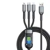 Cable de Datos de Carga Súper Rápida 6A de Alta Calidad al por Mayor, de Dos a Tres Cables con Luz LED, Cargador Multifuncional Cuatro en Uno