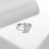Anillo de plata de ley S925 con moissanita, base microincrustada de cuatro garras, anillo completo de moissanita, anillo cerrado para mujer