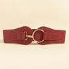 Abrigo decorativo marrón sencillo que combina con todo para mujer, otoño e invierno, con cinturón elástico de PU elegante y moderno de estilo coreano.
