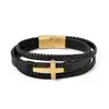 Pulseira Masculina de Couro PU Estilo Europeu e Americano, Venda Quente Transfronteiriça, Multi-Camadas, Tecida à Mão, Fecho Magnético, Joia de Luxo Leve