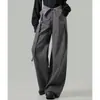 Calça de terno plissada listrada estilo old money transfronteiriça de perna larga para homens, versão fina de verão, novo modelo 2026, calça casual com design de cintura alta
