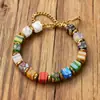 Pulseira de Vidro Colorido Estilo Boho Dopamina para Mulheres, Pulseira de Contas Coloridas Geométricas Retrô, Joia Popular Vendida Transfronteiriça