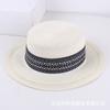Sombrero de copa pequeño de verano con parte superior plana, sombrero de paja estilo jazz británico, estilo retro, para mujer, parasol, protector solar, para playa y vacaciones.