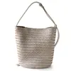 Bolso Tejido a Mano para Mujer de Nicho de Gama Alta Casual Tipo Cubo Retro Francés Bolso de Hombro Cruzado para Viaje