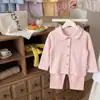 Pijama para niños, conjunto cálido de otoño e invierno para bebé, unisex de manga larga y pantalón largo, ropa de estar para niños, cárdigan con cuello