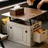 Caja de almacenamiento para camping al aire libre, organizador de maletero plegable de gran capacidad con tablero de mesa y cesta lateral para uso en automóvil