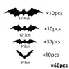 12 Peças em um Pacote Morcego Halloween 3D Morcego Estéreo Preto Adesivos de Parede Halloween