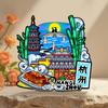 Adesivo de geladeira Hangzhou Cidade Zhejiang Turismo De Madeira Lago Oeste Adesivo de geladeira Ponto cênico Pagode Leifeng Wenchuang Lembrança Atacado